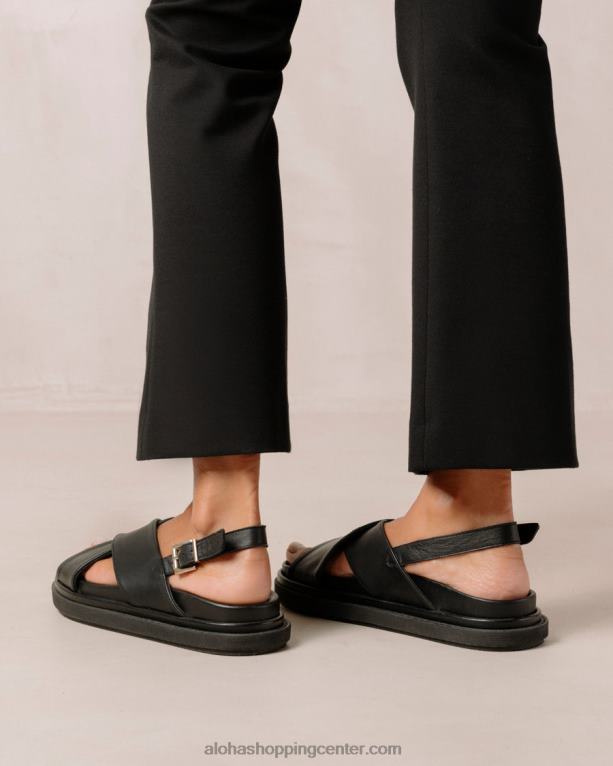 marshmallow - popolni črni usnjeni sandali ženske Alohas 0D4R8123