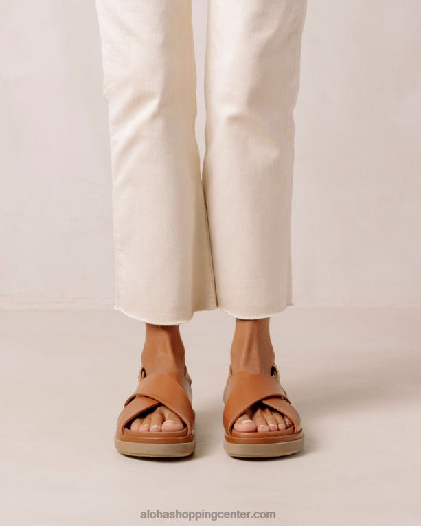 marshmallow - rjavi usnjeni križani sandali ženske Alohas 0D4R8118