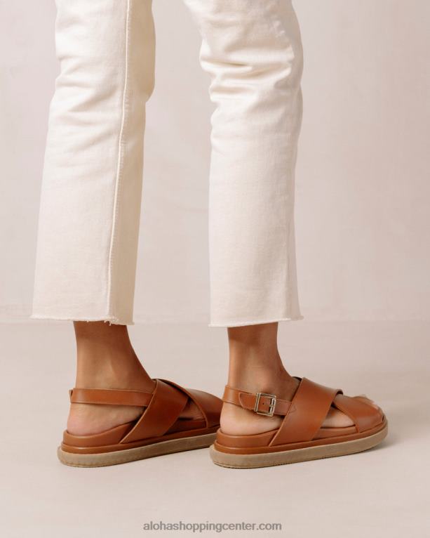 marshmallow - rjavi usnjeni križani sandali ženske Alohas 0D4R8118