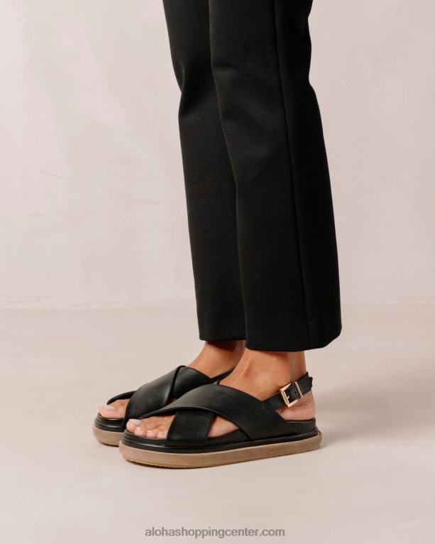 marshmallow - črni usnjeni sandali ženske Alohas 0D4R8119