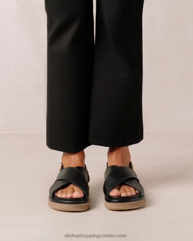 marshmallow - črni usnjeni sandali ženske Alohas 0D4R8119