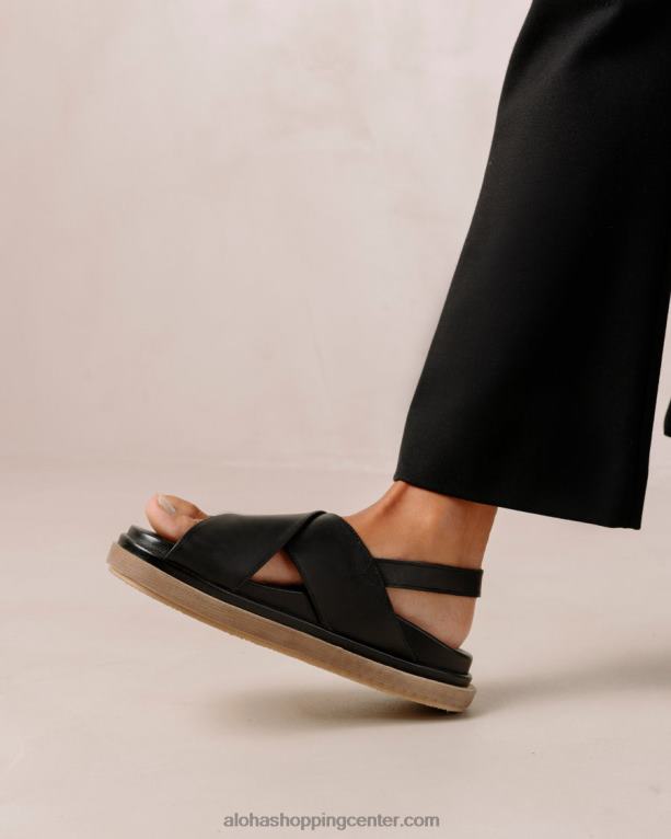 marshmallow - črni usnjeni sandali ženske Alohas 0D4R8119