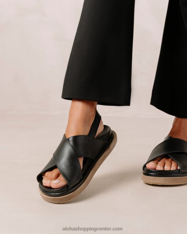 marshmallow - črni usnjeni sandali ženske Alohas 0D4R8119