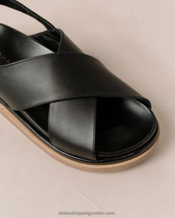 marshmallow - črni usnjeni sandali ženske Alohas 0D4R8119