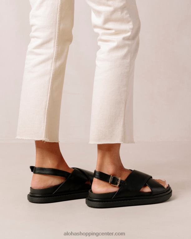 marshmallow - črni veganski usnjeni sandali ženske Alohas 0D4R8120