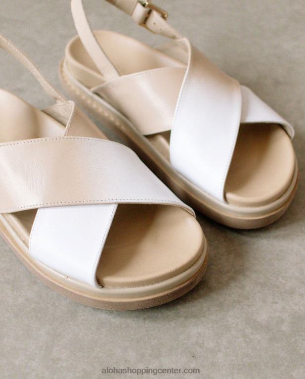 marshmallow degrade - beli in bež usnjeni sandali ženske Alohas 0D4R8129