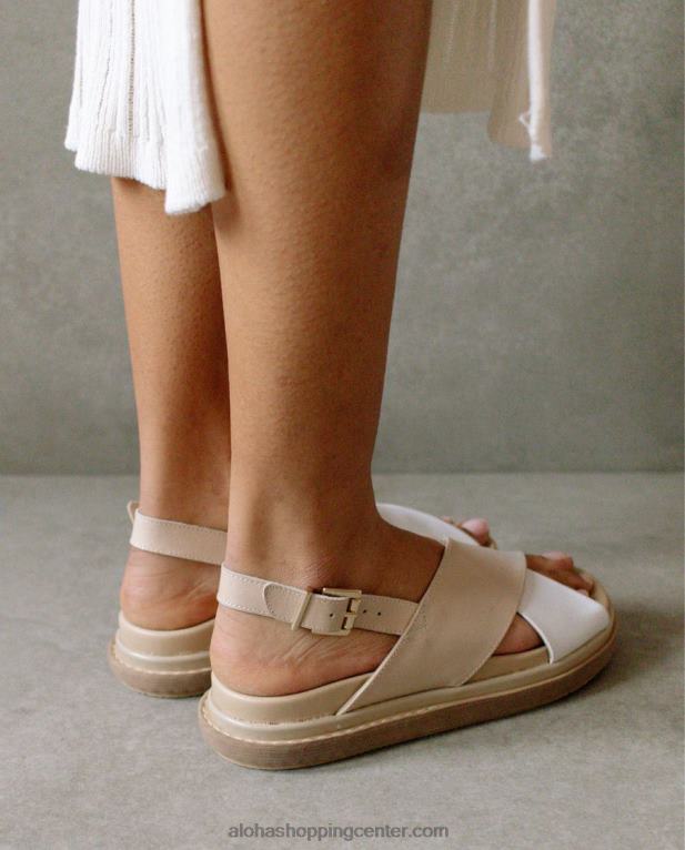 marshmallow degrade - beli in bež usnjeni sandali ženske Alohas 0D4R8129
