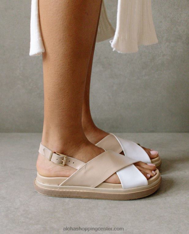 marshmallow degrade - beli in bež usnjeni sandali ženske Alohas 0D4R8129