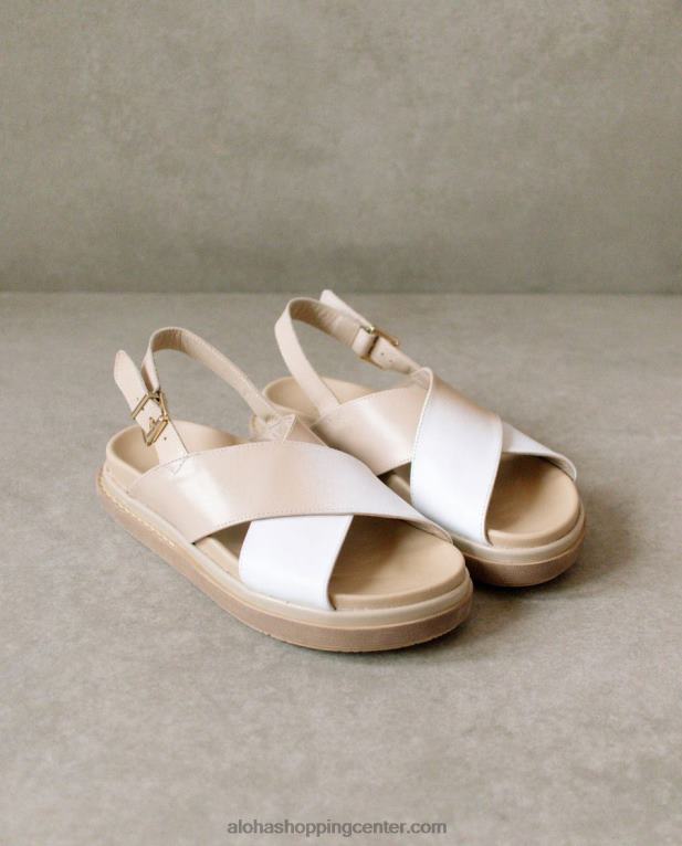 marshmallow degrade - beli in bež usnjeni sandali ženske Alohas 0D4R8129