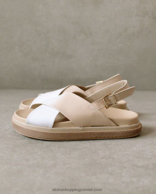 marshmallow degrade - beli in bež usnjeni sandali ženske Alohas 0D4R8129