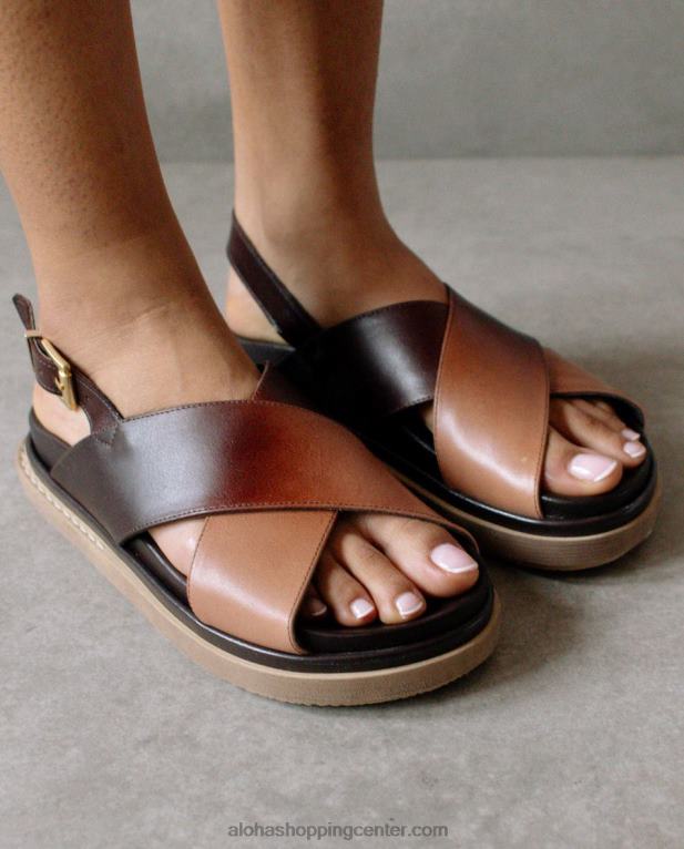 marshmallow degrade - črni in rjavi usnjeni sandali ženske Alohas 0D4R8116