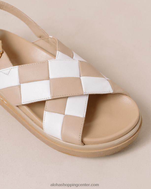 marshmallow scacchi - bele in bež usnjene sandale ženske Alohas 0D4R8127