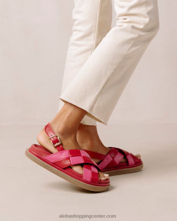 marshmallow scacchi - rdeči in roza usnjeni sandali ženske Alohas 0D4R8121