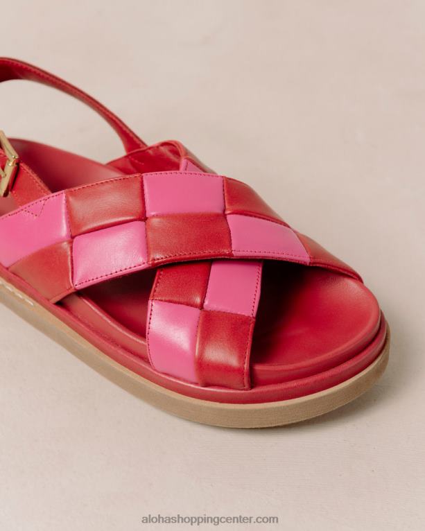 marshmallow scacchi - rdeči in roza usnjeni sandali ženske Alohas 0D4R8121