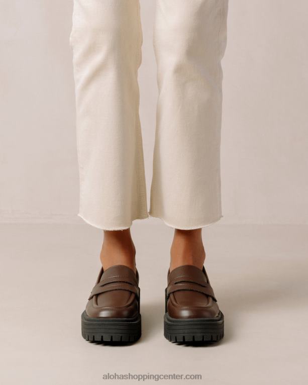 maska ​​- rjavi veganski usnjeni loaferji ženske Alohas 0D4R8141