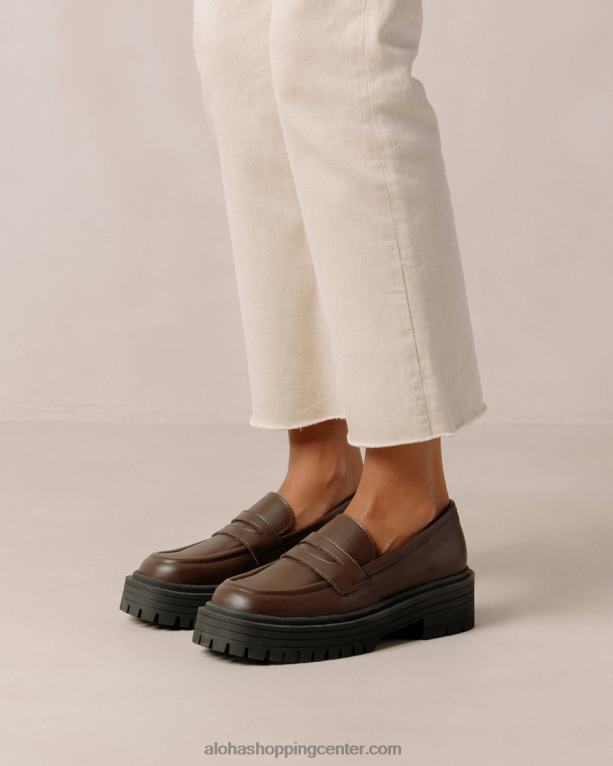 maska ​​- rjavi veganski usnjeni loaferji ženske Alohas 0D4R8141