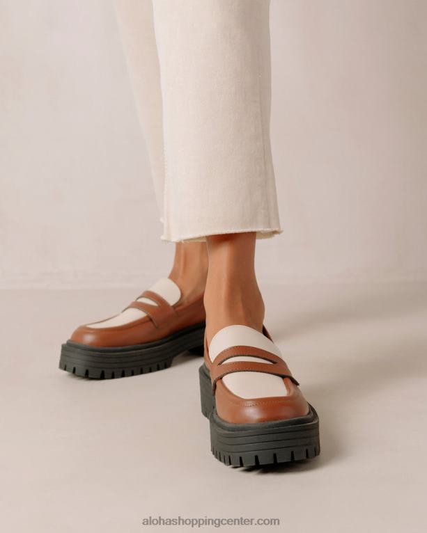 maska ​​- rjavo-beli veganski usnjeni loaferji ženske Alohas 0D4R8138