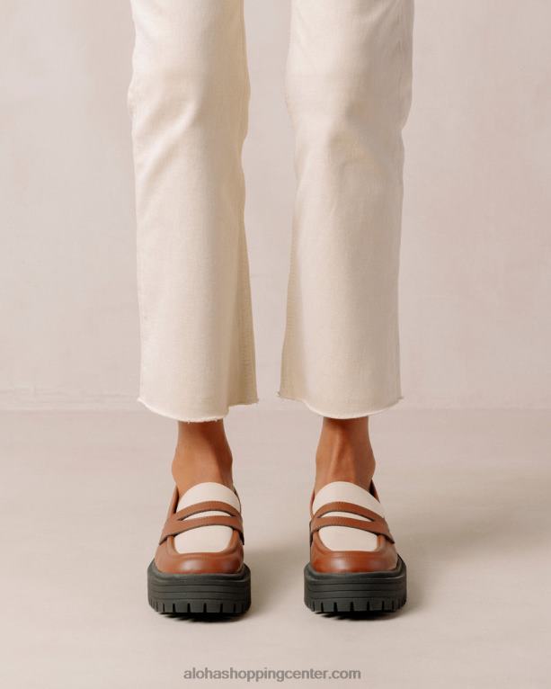 maska ​​- rjavo-beli veganski usnjeni loaferji ženske Alohas 0D4R8138