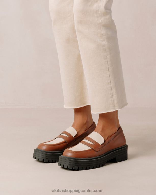 maska ​​- rjavo-beli veganski usnjeni loaferji ženske Alohas 0D4R8138