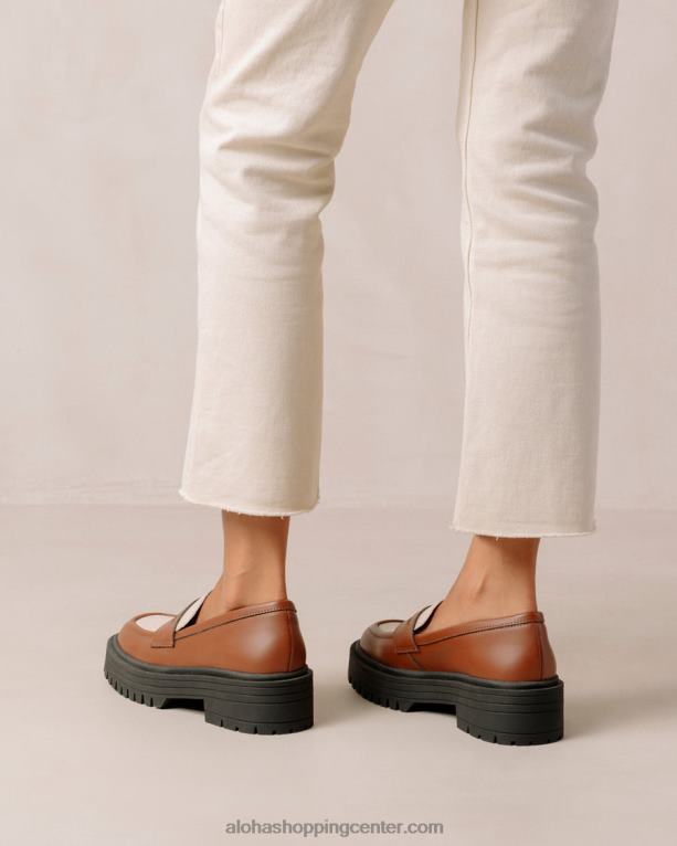maska ​​- rjavo-beli veganski usnjeni loaferji ženske Alohas 0D4R8138