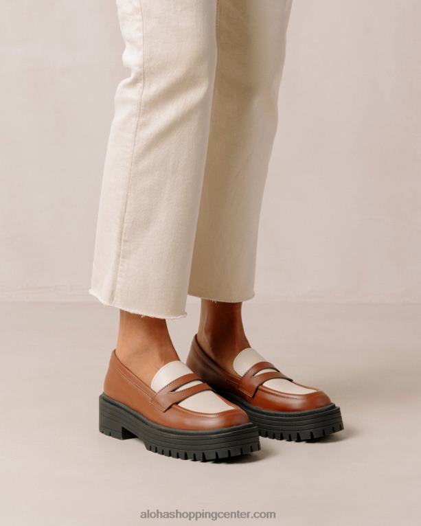 maska ​​- rjavo-beli veganski usnjeni loaferji ženske Alohas 0D4R8138