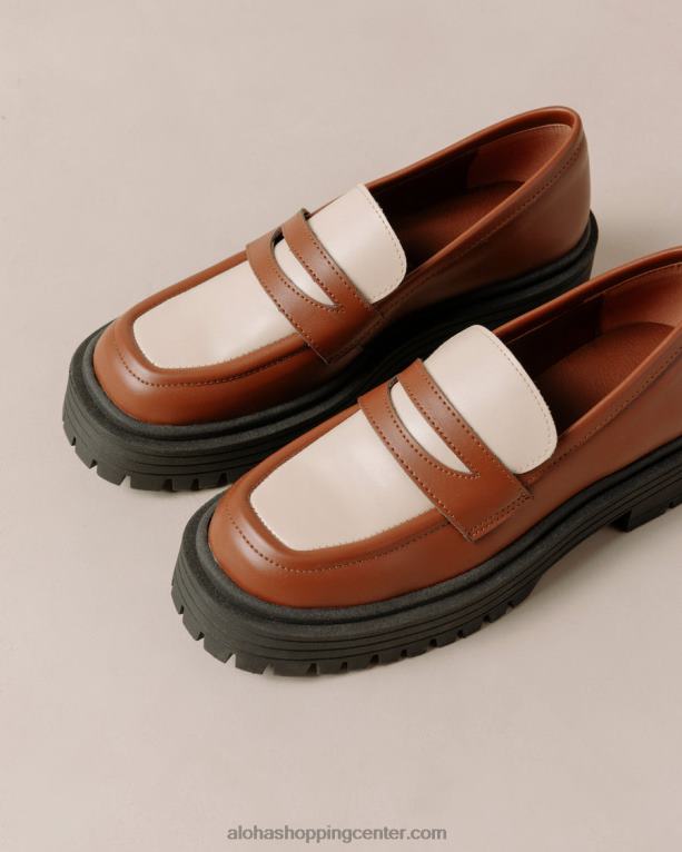 maska ​​- rjavo-beli veganski usnjeni loaferji ženske Alohas 0D4R8138