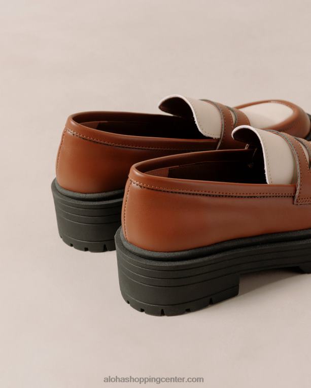 maska ​​- rjavo-beli veganski usnjeni loaferji ženske Alohas 0D4R8138