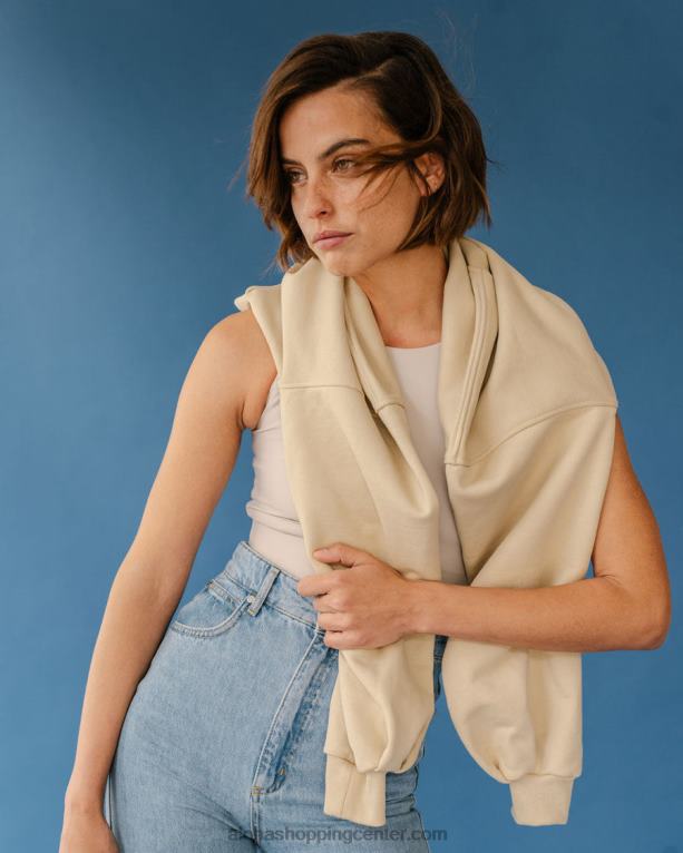 menina crop - bež bombažni pulover ženske Alohas 0D4R8941