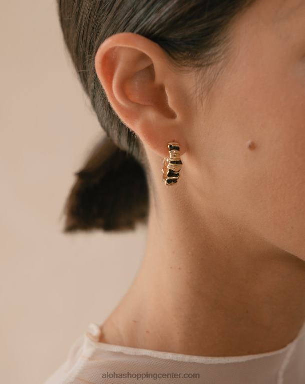 meteorit - zlati in črni uhani ženske Alohas 0D4R81062