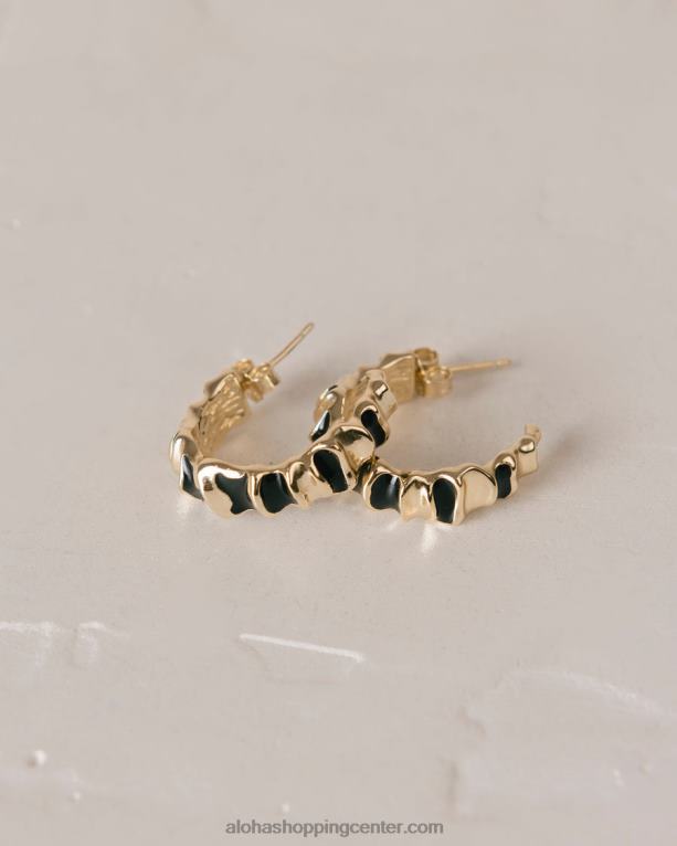 meteorit - zlati in črni uhani ženske Alohas 0D4R81062