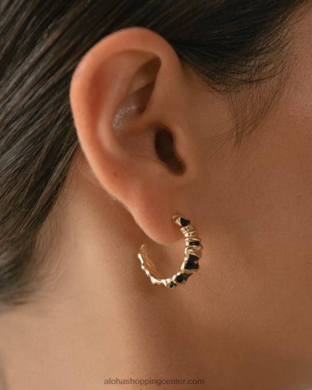 meteorit - zlati in črni uhani ženske Alohas 0D4R81062