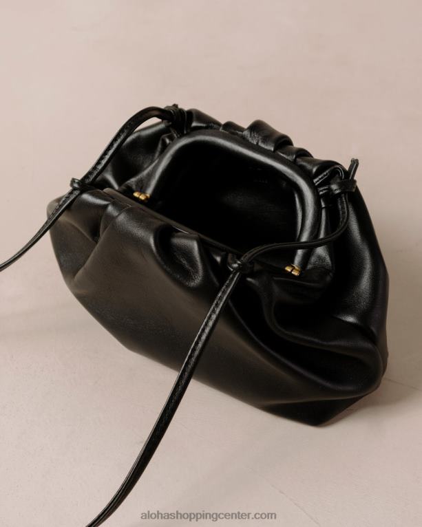 mini d - črna usnjena torbica ženske Alohas 0D4R81158