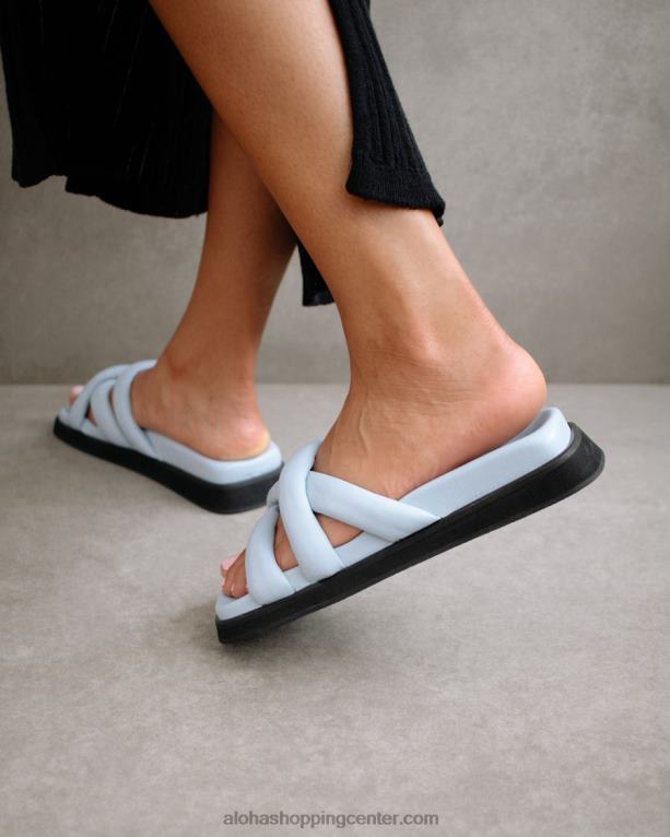 modri usnjeni sandali s slip on cross ženske Alohas 0D4R8218