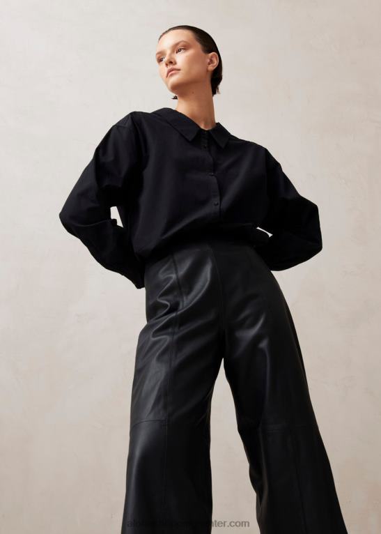 montpellier - črne usnjene hlače ženske Alohas 0D4R81025