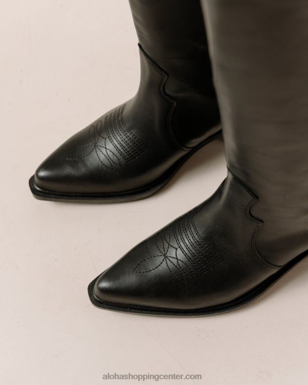 mount - črni usnjeni škornji ženske Alohas 0D4R8256