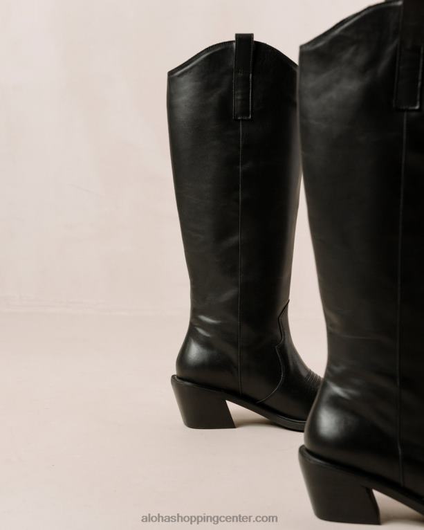 mount - črni usnjeni škornji ženske Alohas 0D4R8256