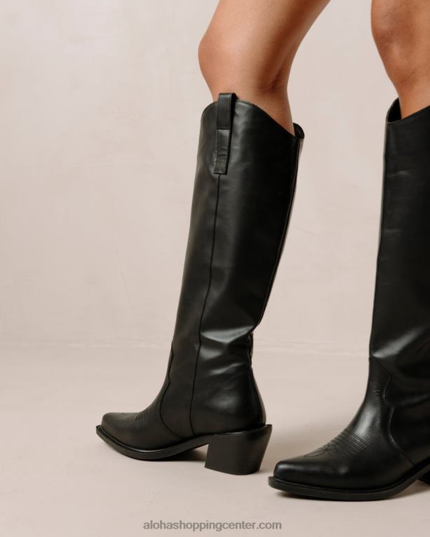 mount - črni usnjeni škornji ženske Alohas 0D4R8256