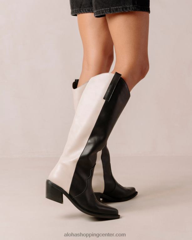 mount - črno-beli usnjeni škornji ženske Alohas 0D4R8251