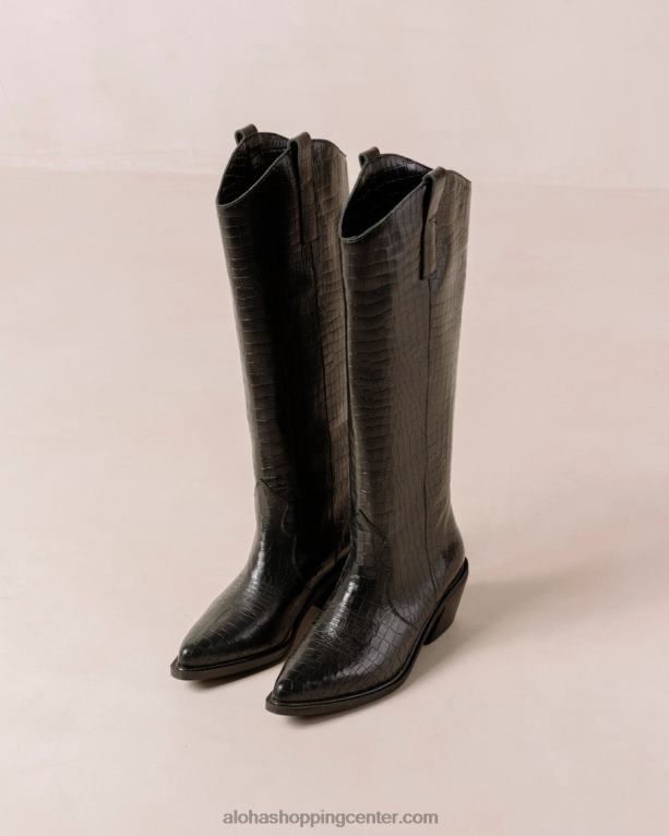 mount alli - črni usnjeni škornji ženske Alohas 0D4R8252