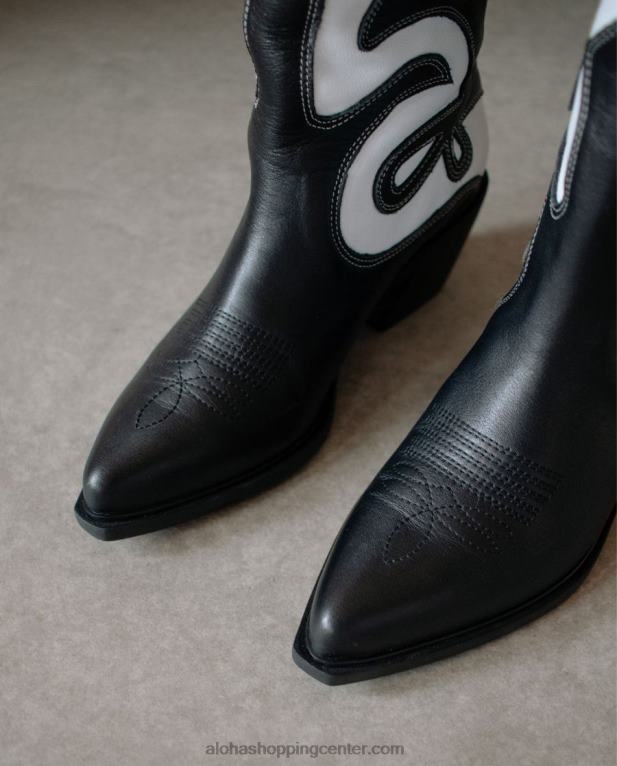 mount dallas - črno-beli usnjeni škornji ženske Alohas 0D4R8259