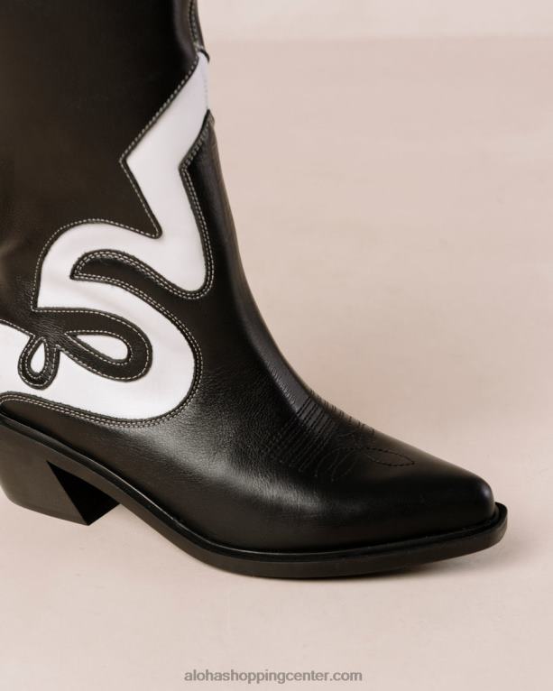 mount texas - črno-beli usnjeni škornji ženske Alohas 0D4R8250