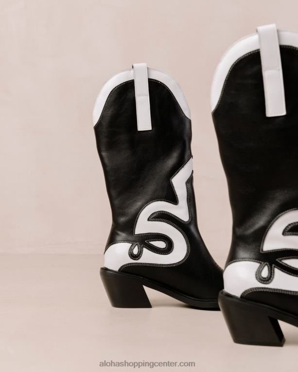 mount texas - črno-beli usnjeni škornji ženske Alohas 0D4R8250