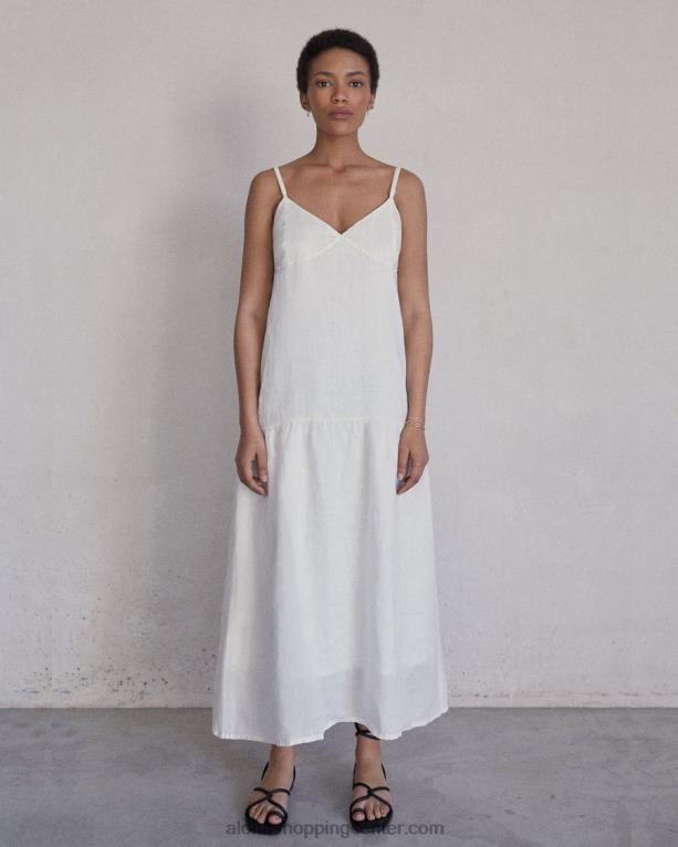 naravoslovec - bela lanena obleka ženske Alohas 0D4R8946