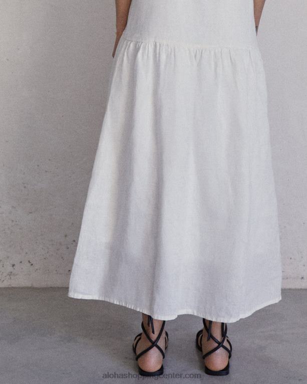 naravoslovec - bela lanena obleka ženske Alohas 0D4R8946