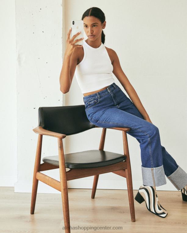 nedelja - modre bombažne kavbojke ženske Alohas 0D4R8995