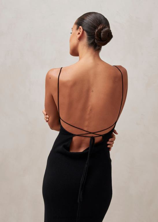 nežen trak - črna pletena obleka ženske Alohas 0D4R8602