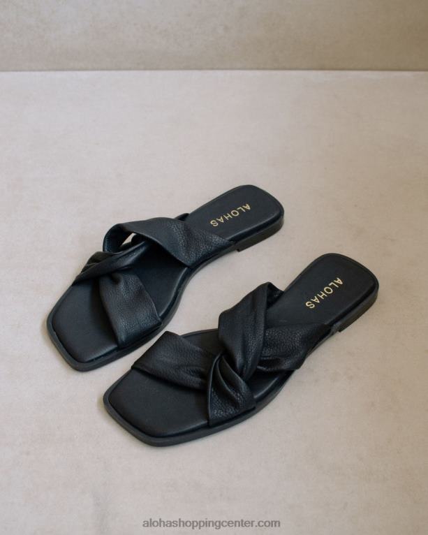 nomad - črni usnjeni sandali ženske Alohas 0D4R8445