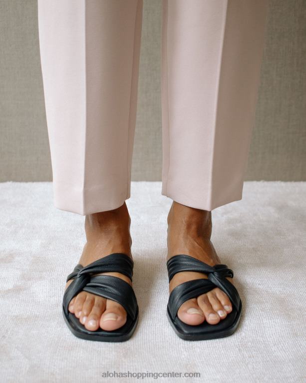 nomad - črni usnjeni sandali ženske Alohas 0D4R8445