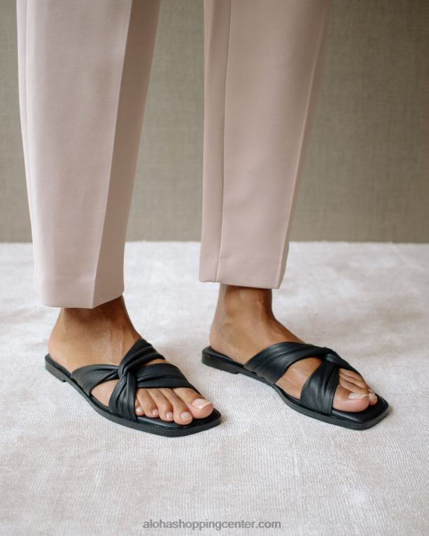 nomad - črni usnjeni sandali ženske Alohas 0D4R8445