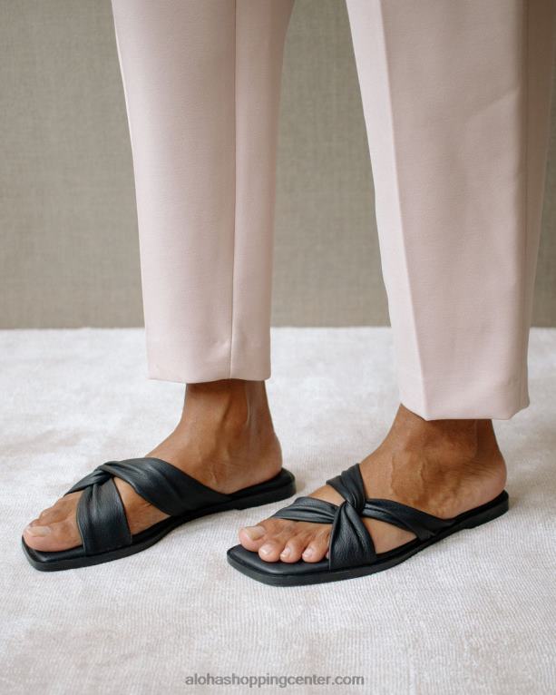 nomad - črni usnjeni sandali ženske Alohas 0D4R8445